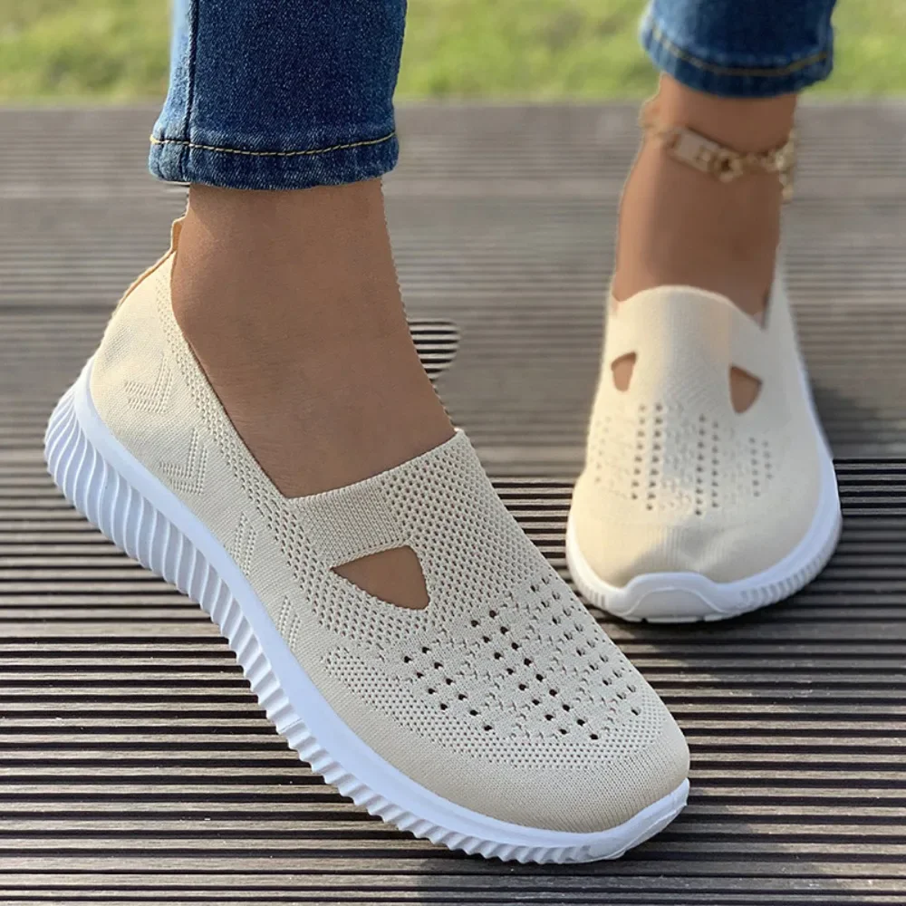 

Pop 2025 Summer New Comfort Casual Women's Shoes Fashion Soft Sole Breathable Hollow Out Flat Shoes For Women Size 35-43