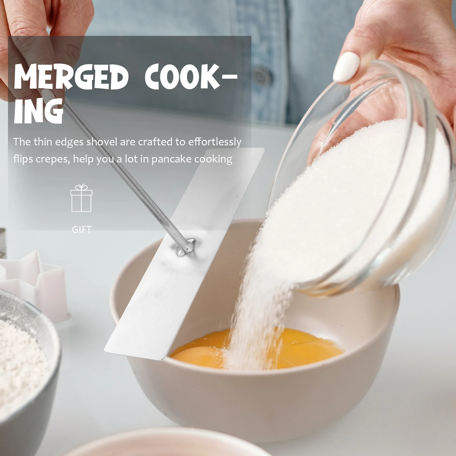 

1Set Crepe Pancake Maker Kit Stainless Steel Household Kitchen Cooking Tools Pancake Crepe Spreader Shovel Set