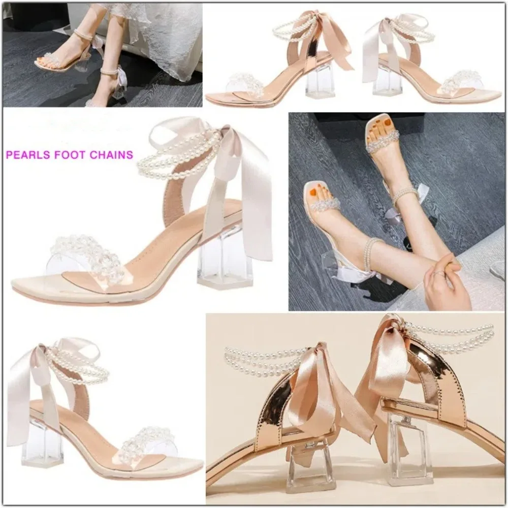 

1 пара милых красочных ленточных браслетов с бантом на высоком каблуке, сандалии, украшение, подарок, двухслойный браслет, браслет на щиколотке