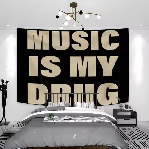 Funny Music Is My Drug Decor Tapestry College Dorm Hoem Decoration Wall Banner Concert Patry Activities Atmosphere