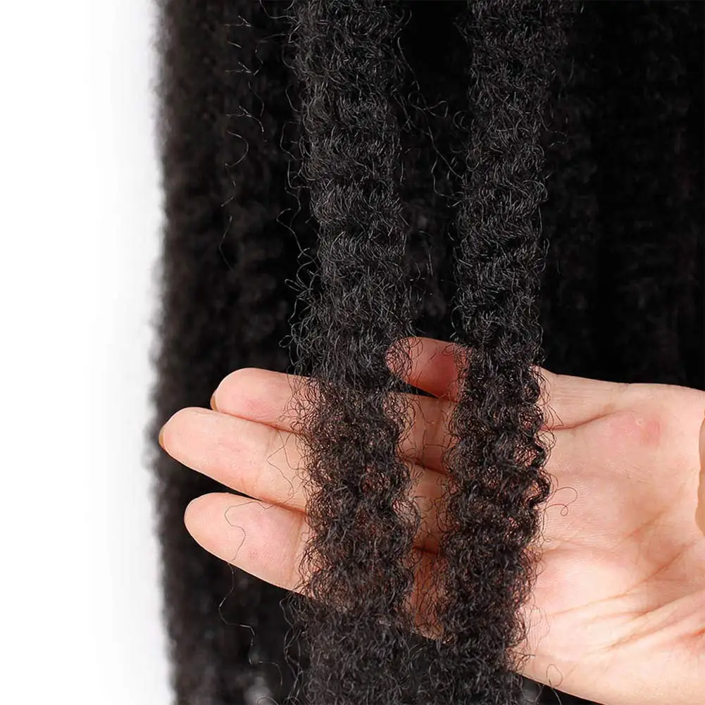 Zwarte Ster-Afro Kinky Twist Gehaakte Vlecht, Kanekalon Vezel Marley Hair Extensions, Senegalese Krullend, Synthetisch, 18 ", 125G Per