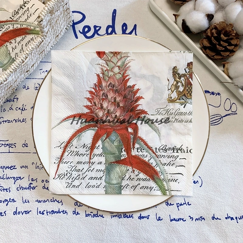 Servilletas de papel con patrones florales clásicos, pañuelos de flores Vintage, vajilla de fiesta, suministros de Navidad y boda, 20 unids/lote por