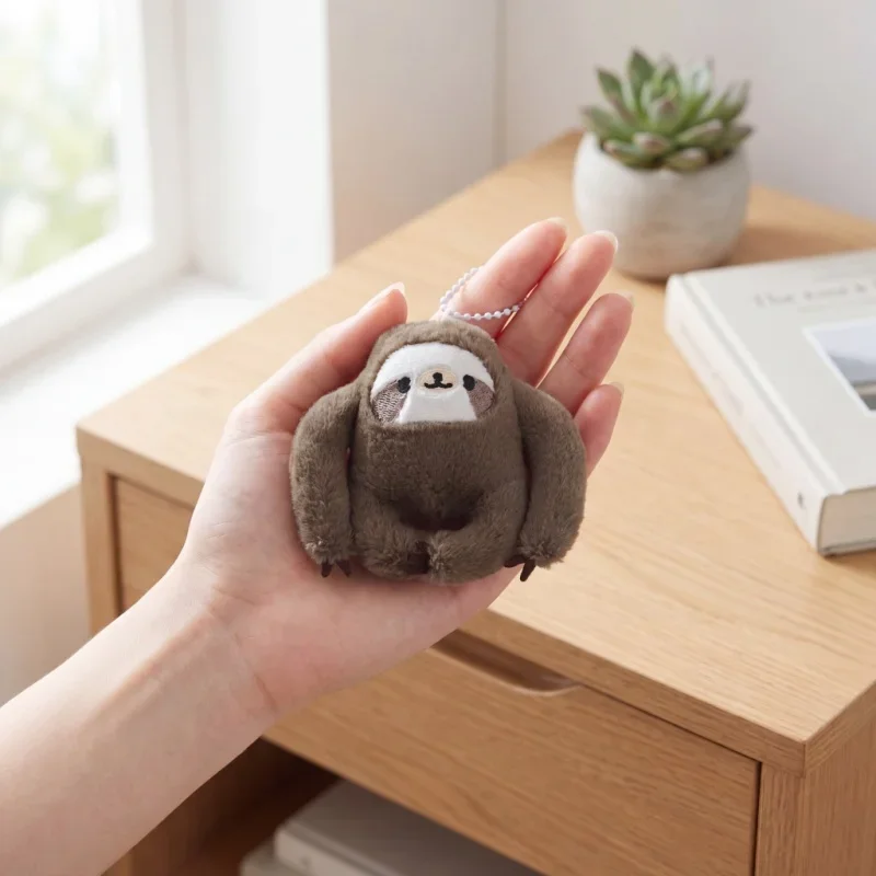 6-Pack Cute Sloth Mini Stuffed Keychains Animal Plush Toys for Graduation Forest Hunting Party Gifts Small Bulk Keychains