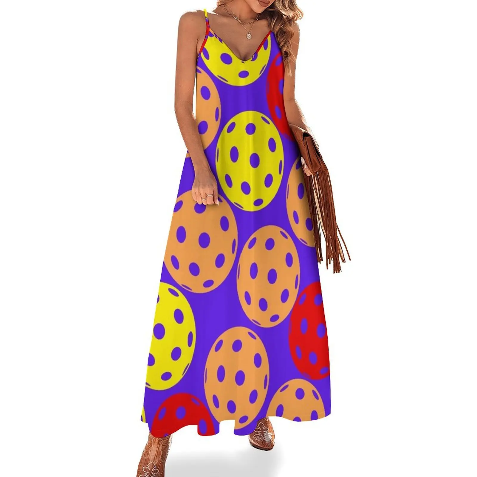 

Colorful Pickleball Pattern Sleeveless Dress dresses ladies 2025 summer Women's summer dress beach dress