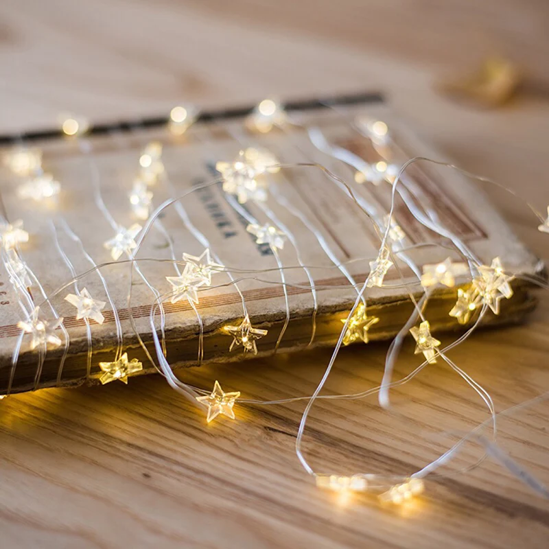 LED String Light 2M 20 LED Copper Wire Lovely Heart/Star/snowflake/Flamingo Garland lamp for Wedding Christmas Valentine's Day