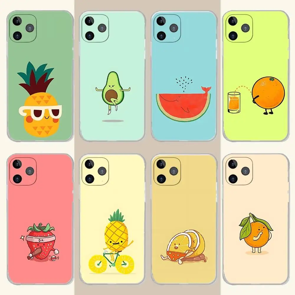 

Phone Case For iPhone 17,16,15,14,13,12,11 Pro,Max,Plus,X,XS,XR,SE4,E Mini Summer Funny Fruit Transparent Soft Cover