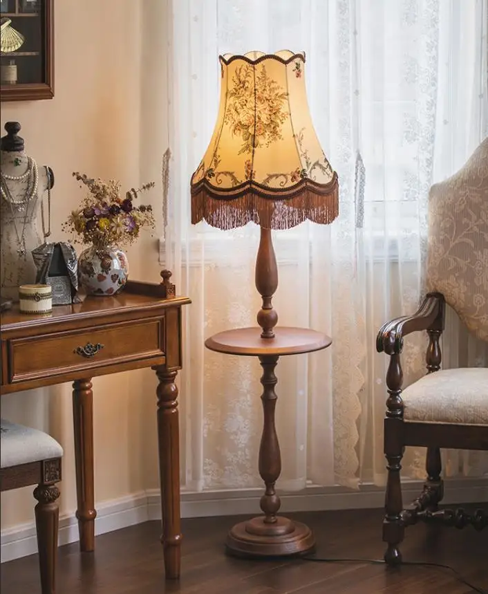 LED Floor Middle Ancient Retro Elegant Table Sofa Standing Light Creative E27 Floor Lamp for Hotel Living Room Bedroom Office
