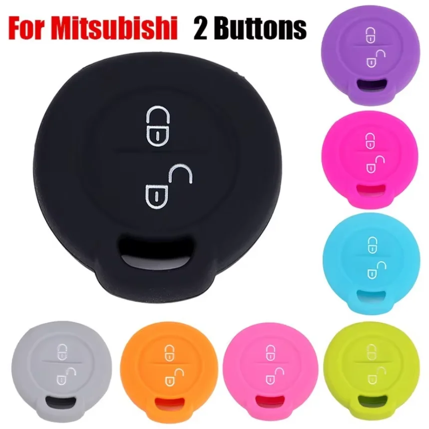 Funda de silicona para mando a distancia de coche, 2 botones, para VW, Volkswagen, Mitsubishi, Colt, Warior, Carisma, Spacestar, fundas rectas