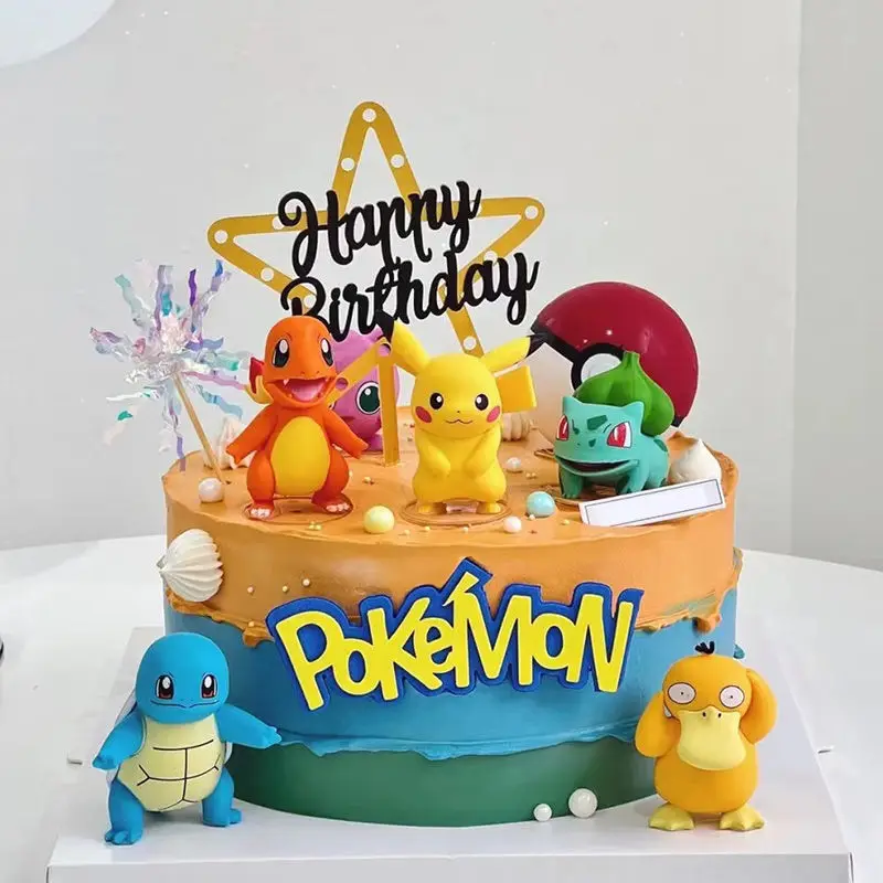 13 Teile/satz Pokemon Kuchen Topper Anime Figur Pikachu Party Glücklich Geburtstag Pokemon Kuchen Dekoration Lieferungen Ornamente Junge Kinder Geschenk