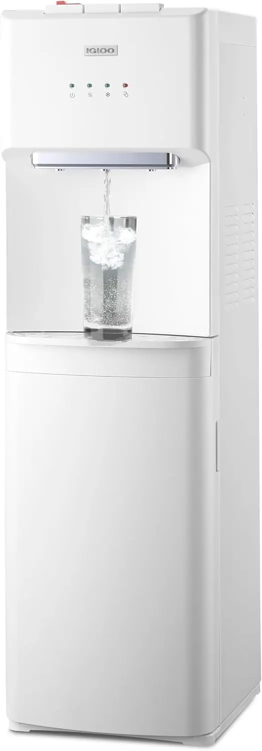Electric Water Dispenser with Hot & Cold Settings, Child Safety Lock, Fits 3 & 5-Gallon Jugs for Home and Office Use - White