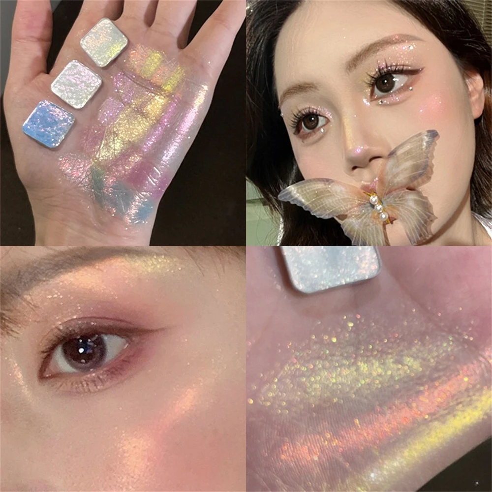 Diamond Glitter Chameleon Eyeshadow Palette Pearl การเปลี่ยนสี Highgloss Sequins ประกาย Brighten Contour Gradient Eye Makeup