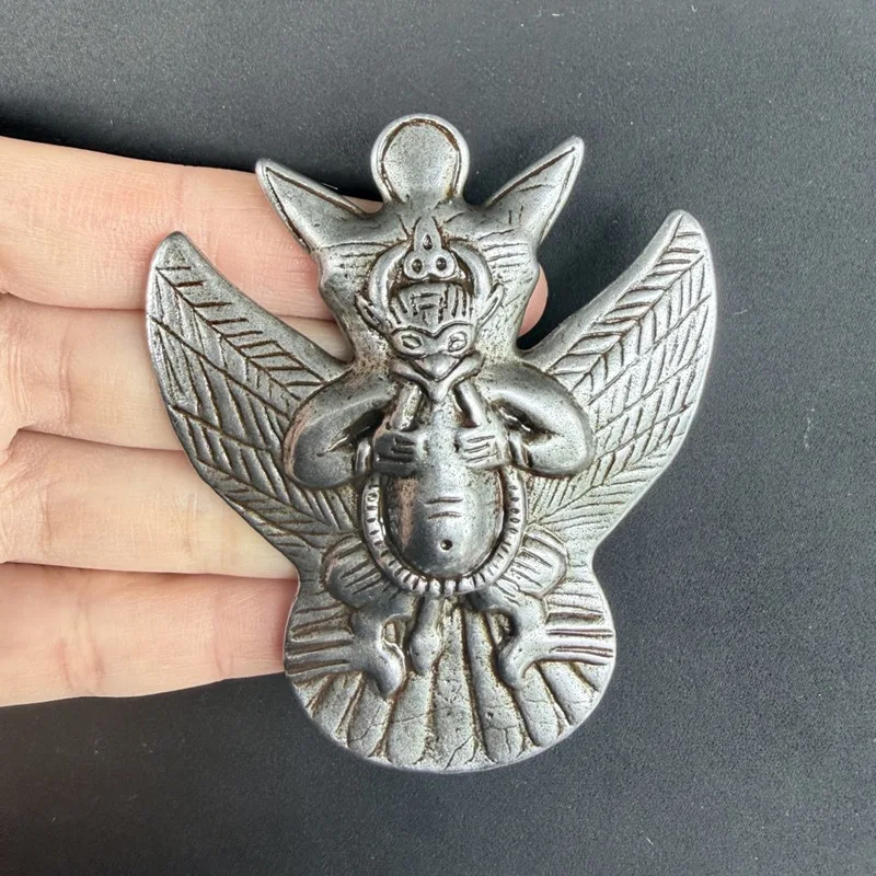 Tibetan- iron with a big pheasant bird design, antique-style cultural accessory, waist tag pendant