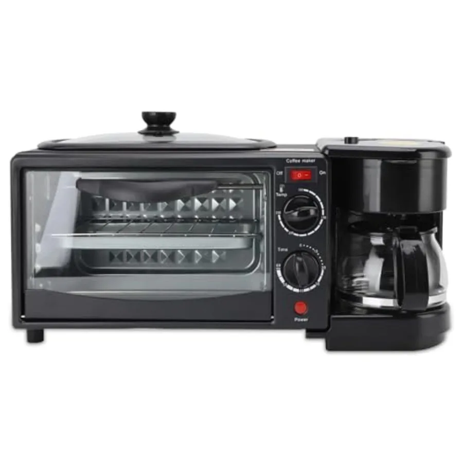 

3-in-1 Breakfast Machine with Coffee Maker Toaster Non-Stick Griddle Multi-Function Breakfast Machine with Timer Kitchen Applia