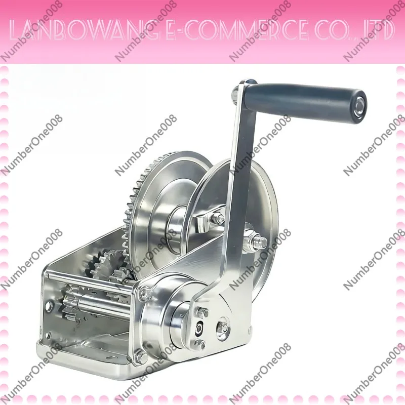 304 Stainless Steel Two-Way Manual Winch, Self-Locking Hand Crank Winch with Brake for Boat Trailer
