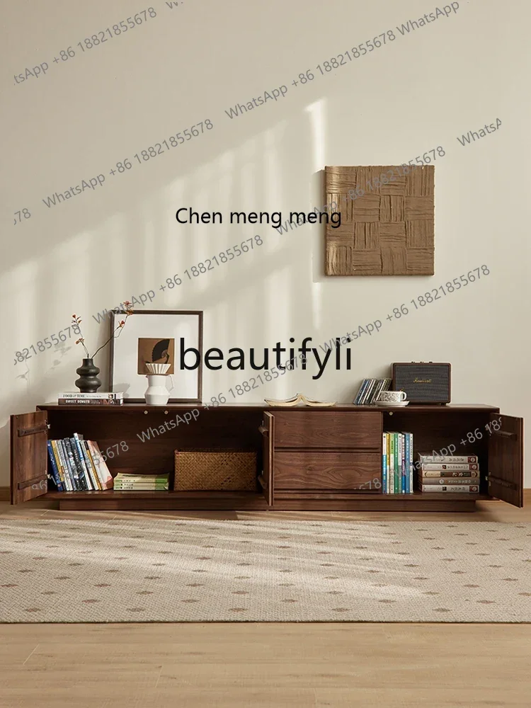 

2003North American black walnut TV cabinet Nordic simple all-solid wood floor cabinet Home living room locker