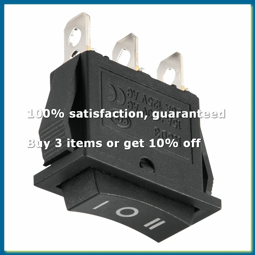 AC15A/250V 20A/125V 3 Pin SPDT ON-OFF-ON 3 Position Snap Rocker Switch-DTB1