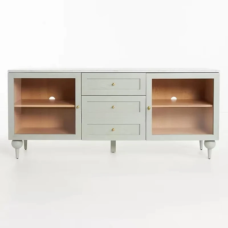 

Роскошный комод с мраморной столешницей и деревянным буфетом для гостиной, тумба под телевизор