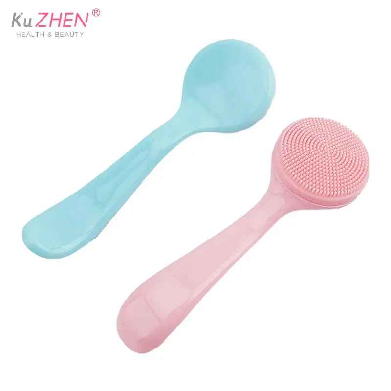 1PCS Facial Cleanser Brush Double Sided Silicone  Soft Hair Face Massage Wash Brush Blackhead Remover Portable Skin Care Tool