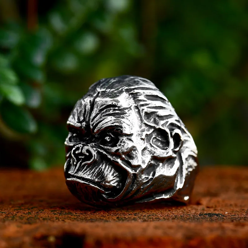 BEIER Vintage Stainless Steel Animal Gorilla Pendant Fashion Ring Punk Animal men Jewelry BR8-1109