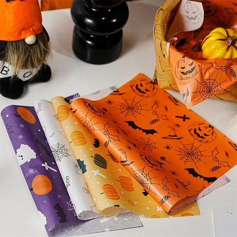 50Pcs Halloween Wax Paper Food Wrappers Non Stick Greaseproof Ideal for Burger Sandwich Baking Disposable Tools Party Supplies