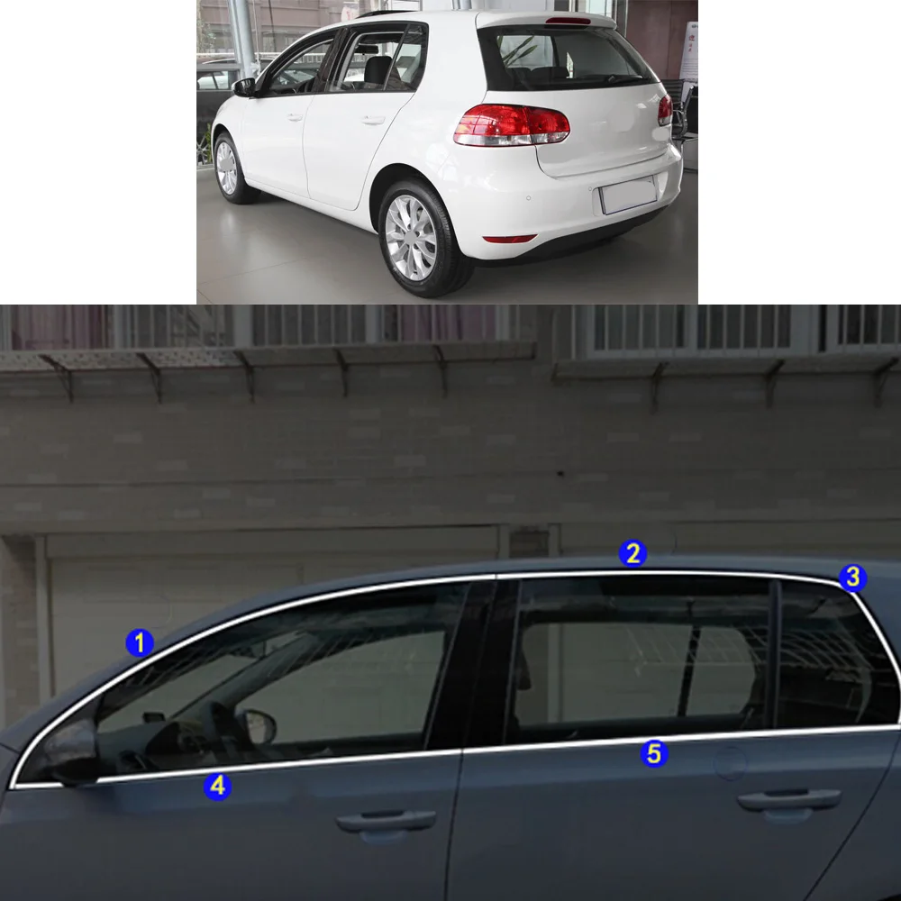 ل VW Volkswagen Golf6 Golf 6 2008 2009 2010 2011 2012 2013 ملصق مقبلات عمود نافذة الشريط الأوسط إطار الكسوة اغطية أجزاء #2