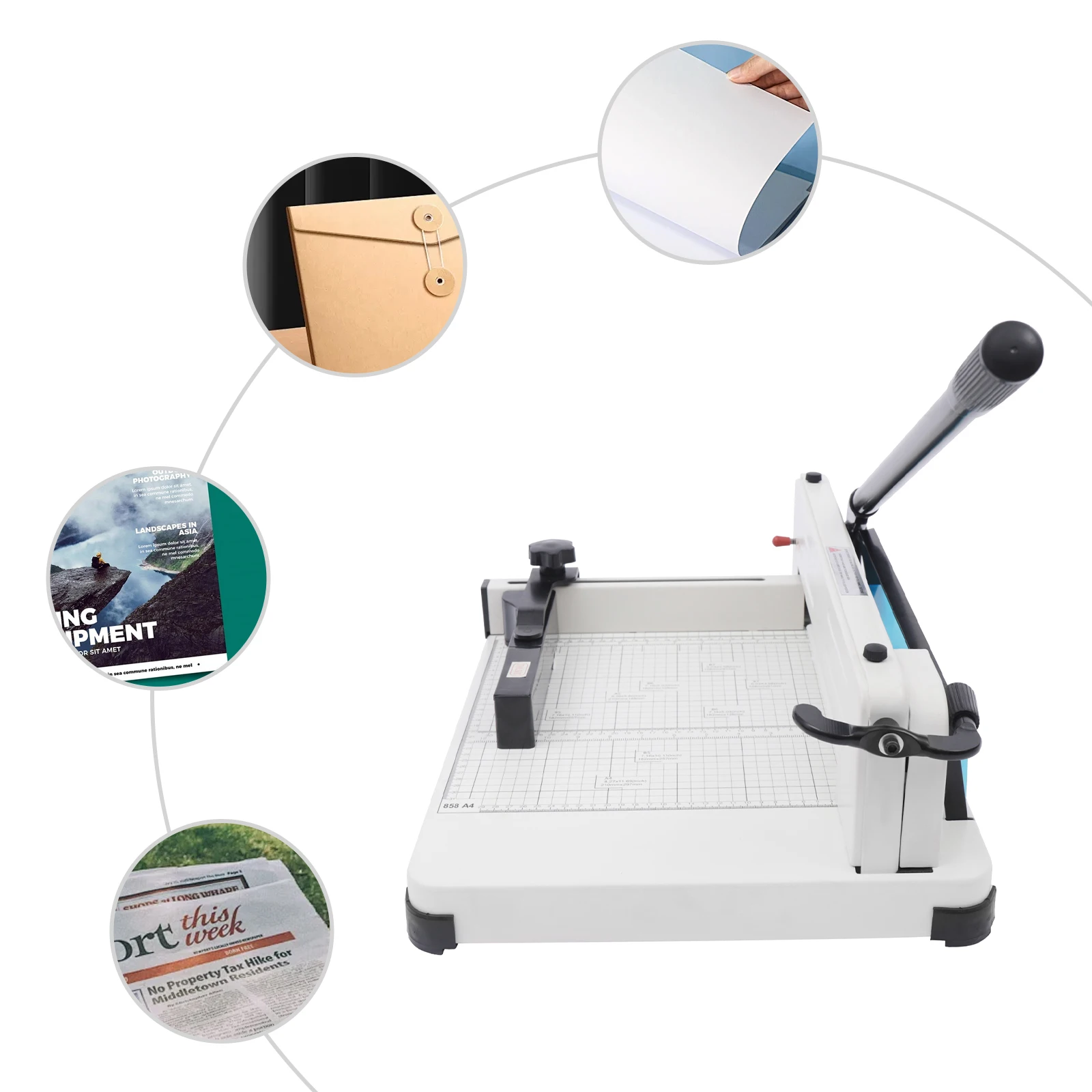 Heavy-Duty Manual Paper Cutter Cuts 400 Sheets of A4 Paper, Cold-Rolled Steel & ABS Construction