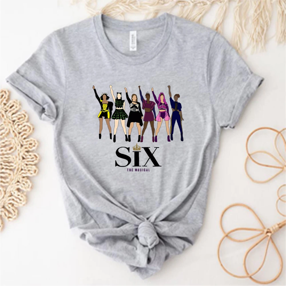 Six Musical Tshirt Broadway Six Musical Print Short Sleeve Shirt Musical Shirts Women Funny Tee Fans Gift Unisex Casual Tops