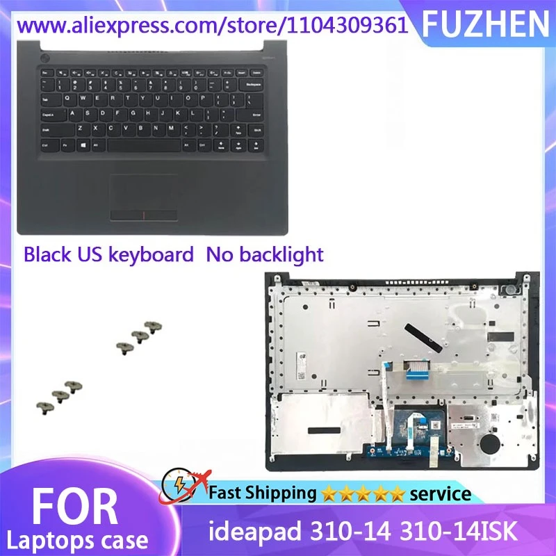 New Cover For Ideapad 310-14 310-14ISK Palm Pad US Keyboard Black White Silver Bottom Cover