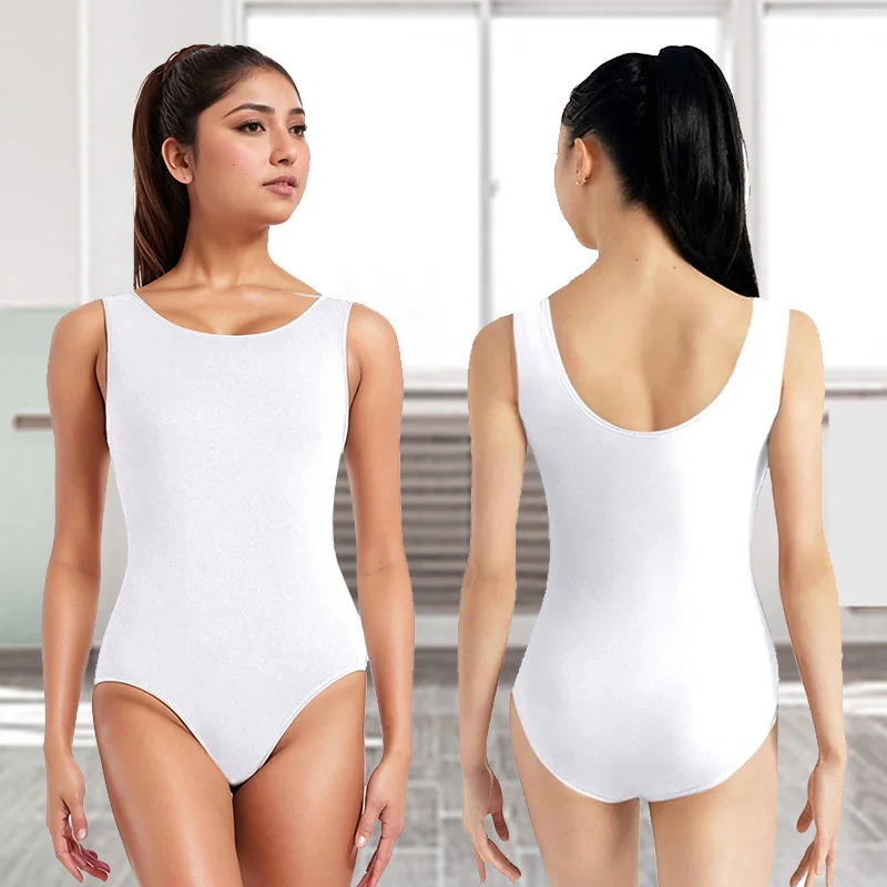 Women's Classic Team Basic Sleeveless Ballet Dance Leotards for Adult Gymnastics Dance Tops with Soft Lining Ballet Clothes