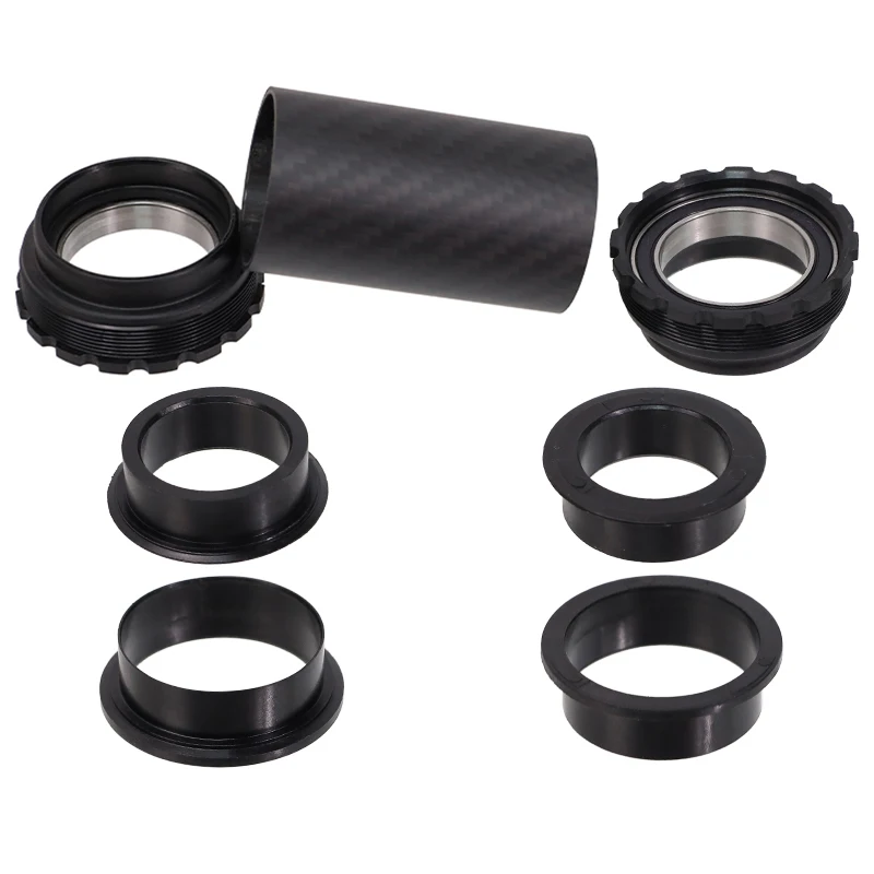 HEPPE Bicycle T47 Bottom Bracket MTB Carbon BB 68-86.5mm Bottom Bracket T47 Spindle Sleeves Kit 24/29/30mm M47x1 Threaded