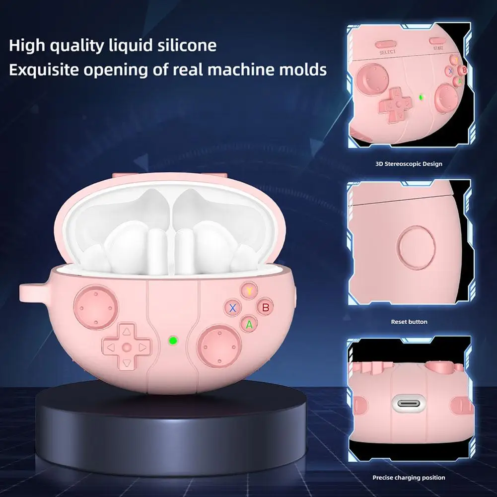 For Huawei Free Buds 6i / 5i Silicone Protective Cover Creative 3D Game Console Button Model Shockproof Case With Keychain