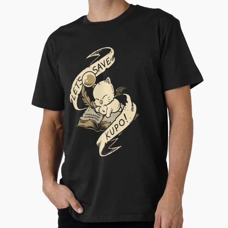 

Let's Save, Kupo! Final Fantasy Game Gift T shirt for RPG gamer 100% cotton Short Sleeve Graphic Clothes All size tops S-6XL