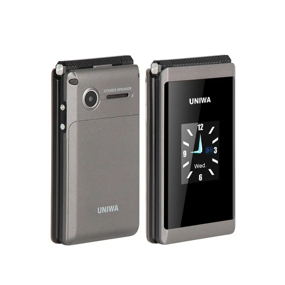 UNIWA X28 GSM 2G Dual Screen Flip Phone 2.8inches Senior Push-Button Handwriting Clamshell Stylish Student Keyboard Mobile Phone