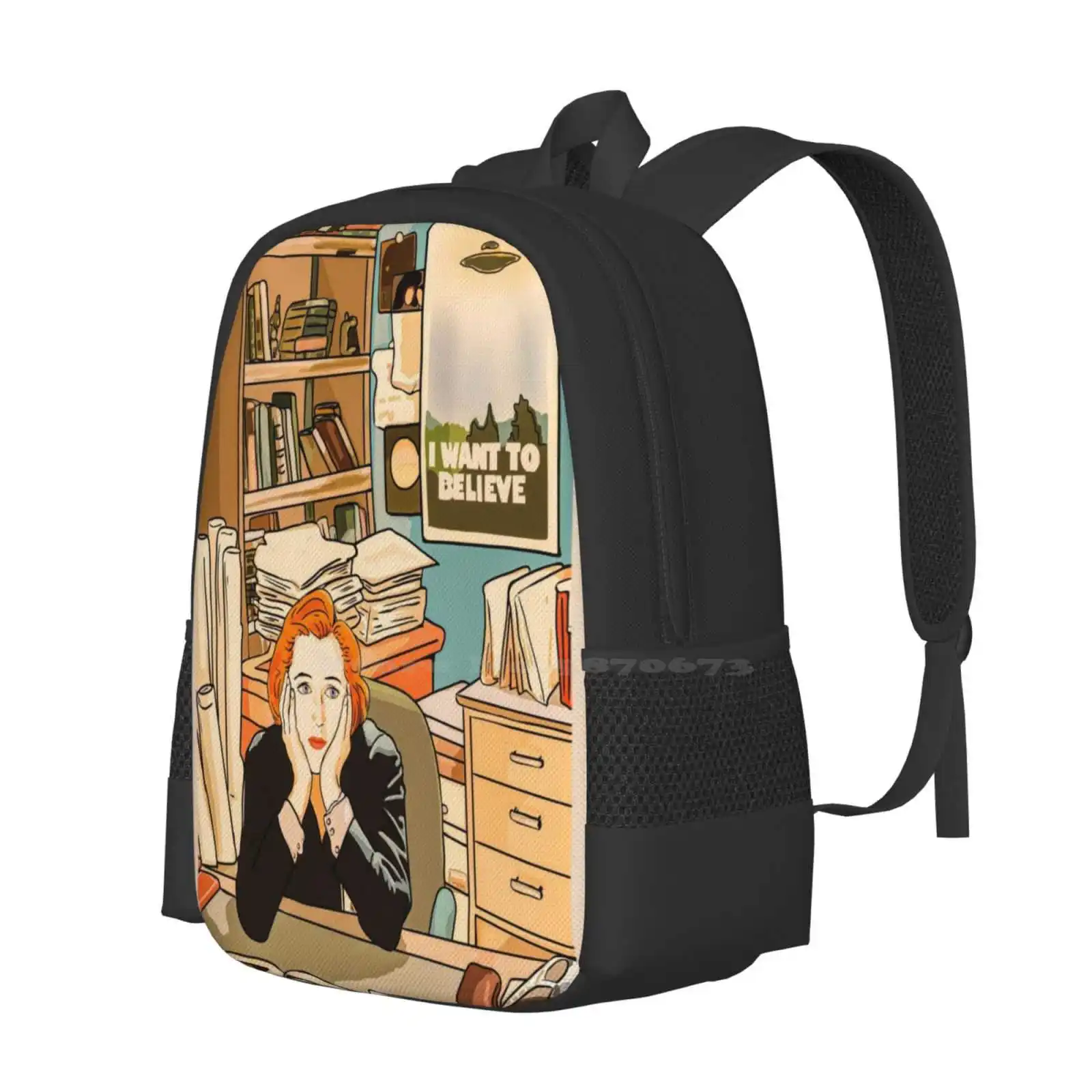 The Skeptical Dana Scully In The Mulder S Office The X Files School Bags Travel Laptop Backpack Xfiles Txt Fox Mulder Dana