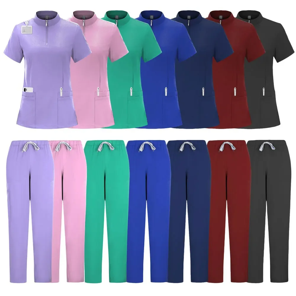 Multicolour High Elasticity Soft Doctors Scrubs Sets Female Clinical Uniform Tops and Scrub Joggers Beauty Salon Spa Uniform