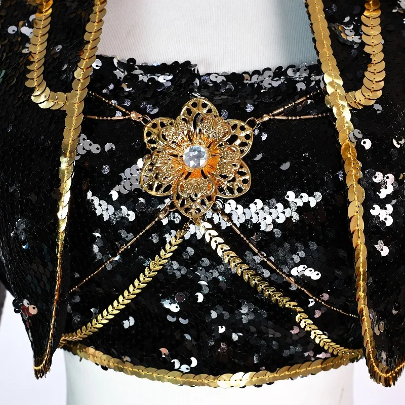 Costume de Cosplay Huntrix Mira Rumi Zoey, chasseurs de démons KPop, uniforme de scène en or noir, perruque pour femmes, tenues de fête d'halloween