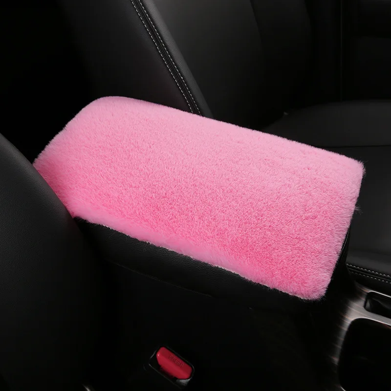 Winter Soft Furry Plush Polyester Universal Car Armrest Box Pad Cover Center Console Box Armrest Cushion Women Car Accessories