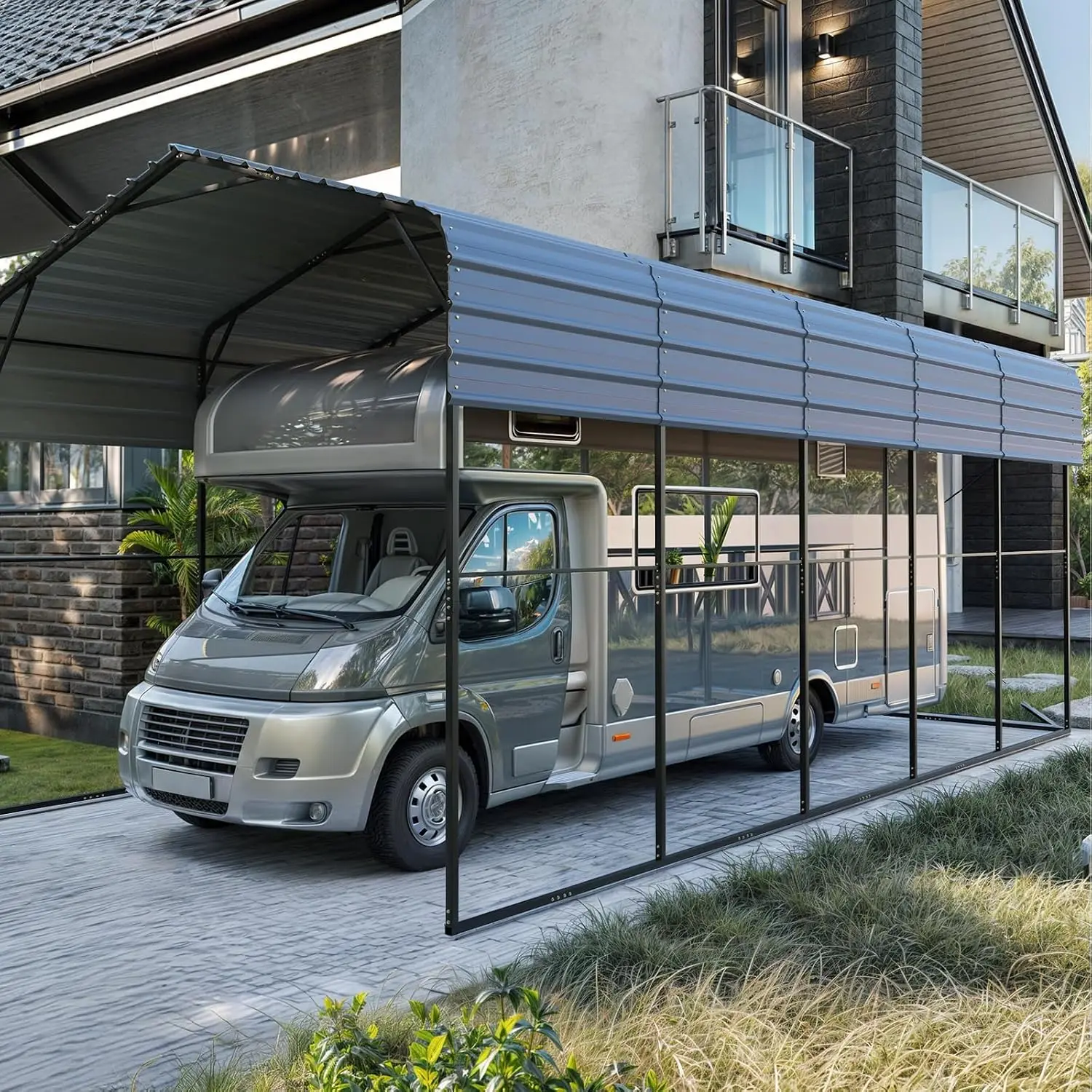 Heavy Duty Metal Carport 14x25FT with Galvanized Roof 13FT Height Car Shelter for RV Truck Boat SUV Tractor, Customized