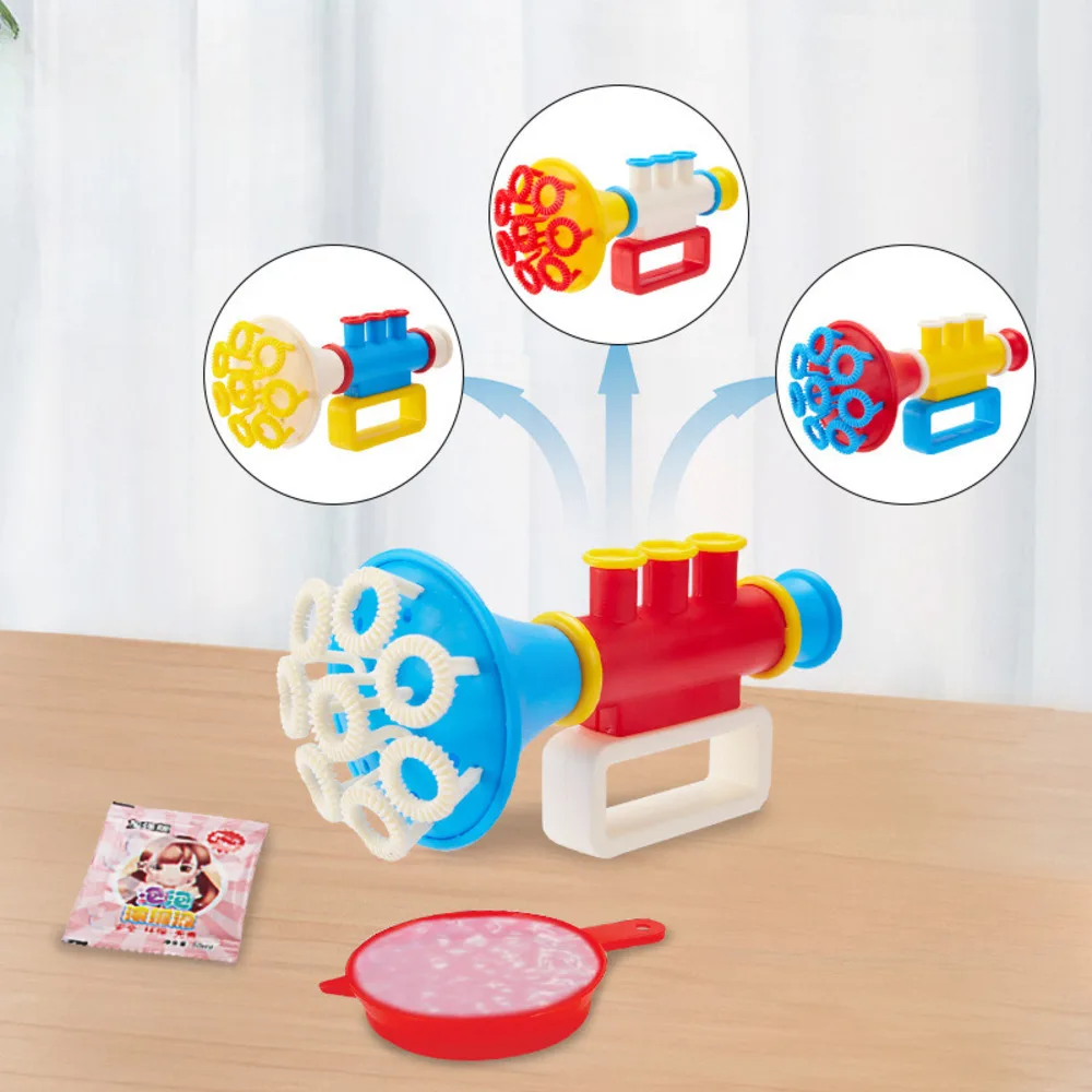 子供用多穴バブルガン、新しい6穴バブル吹きおもちゃ、男の子と女の子のための楽しい屋外遊び、バブルメーカーマシン