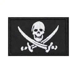1PC White Skull Pirate Flag Embroidery Velcros Patch –  Hook & Loop Morale Applique for Vests, Hat, Jackets, Molle Backpacks