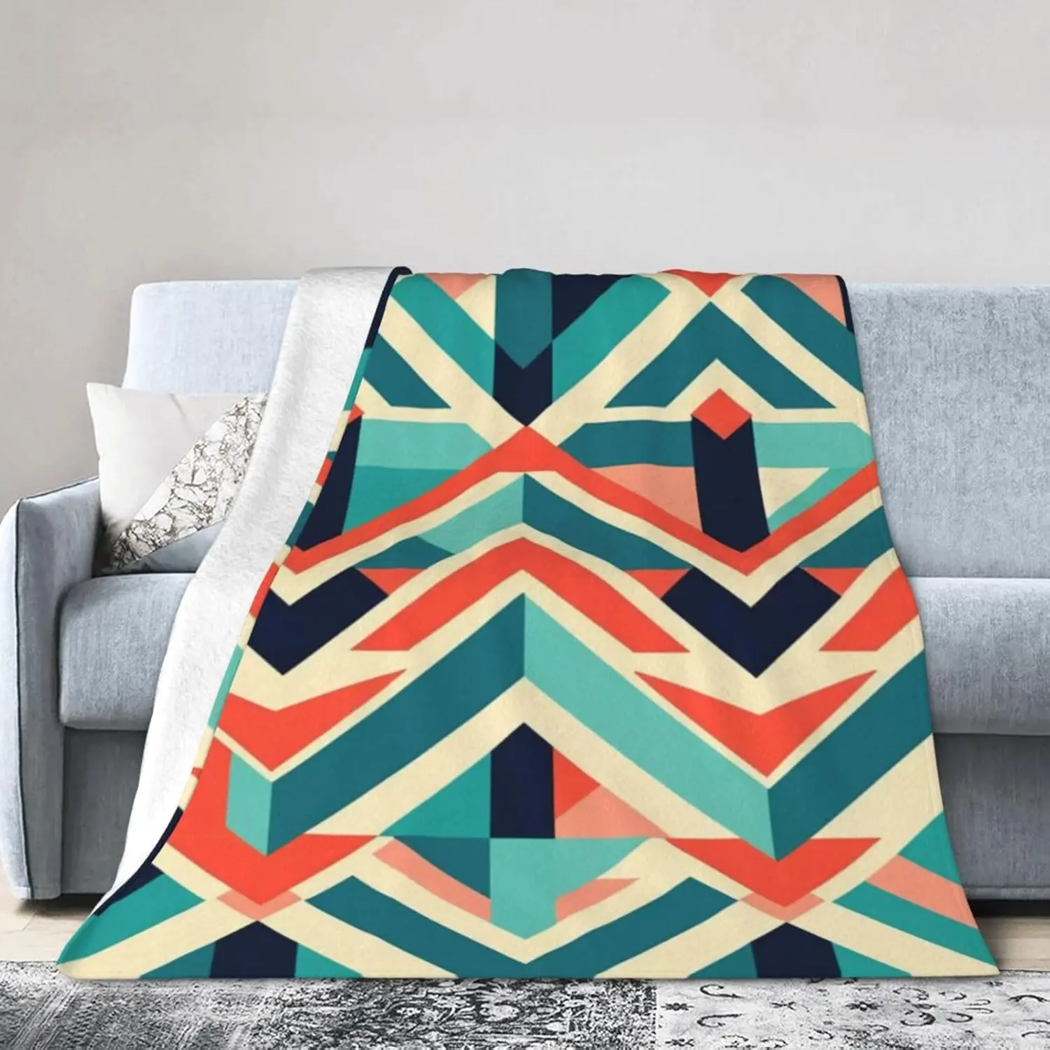 

Фланелевые пледы с абстрактным геометрическим узором и принтом, мягкое и легкое одеяло для кровати, дивана, всесезонные