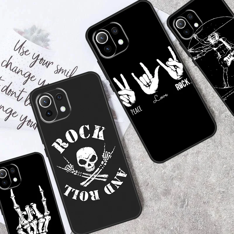 Rock Roll Skull Case For POCO X6 Pro X3 X4 X5 M6 Pro M5s F3 F5 Xiaomi 14 Ultra 12 13 11T 12T 13T Pro Cover