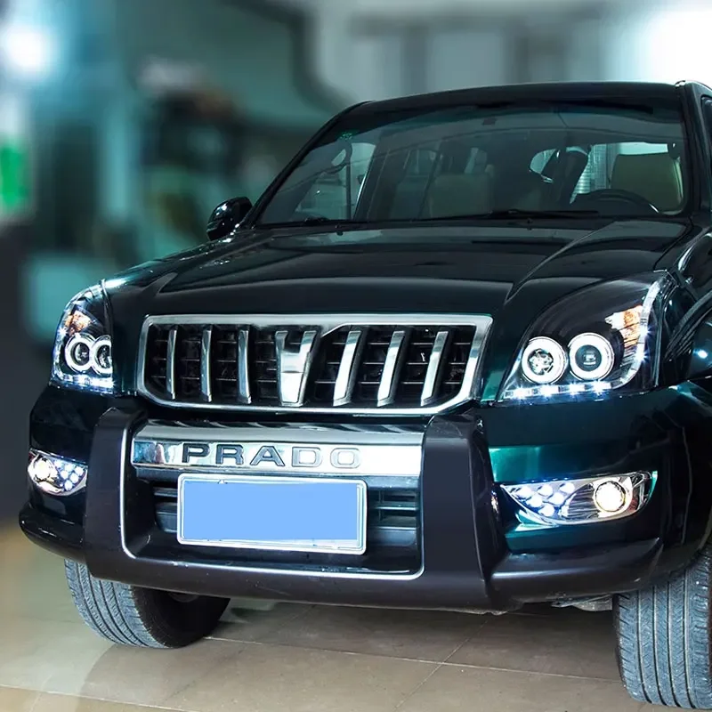 

Автомобильная светодиодная фара с задним фонарем для TOYOTA LAND CRUISER PRADO 2003-2009 годов, задний фонарь DRL, дневные ходовые огни, указатель поворота