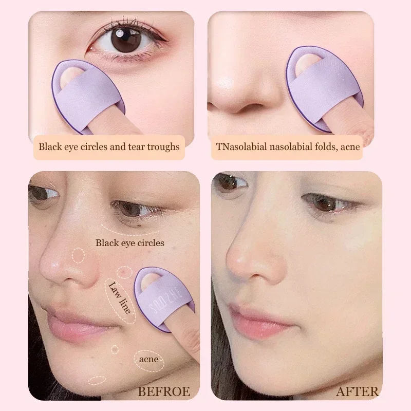 1-10 قطعة وسادة التجميل المهنية نفخة الجافة الرطبة ذات الاستخدام المزدوج المخفي الأساس التفاصيل فنجر نفث ماكياج الإسفنج أدوات التجميل #5