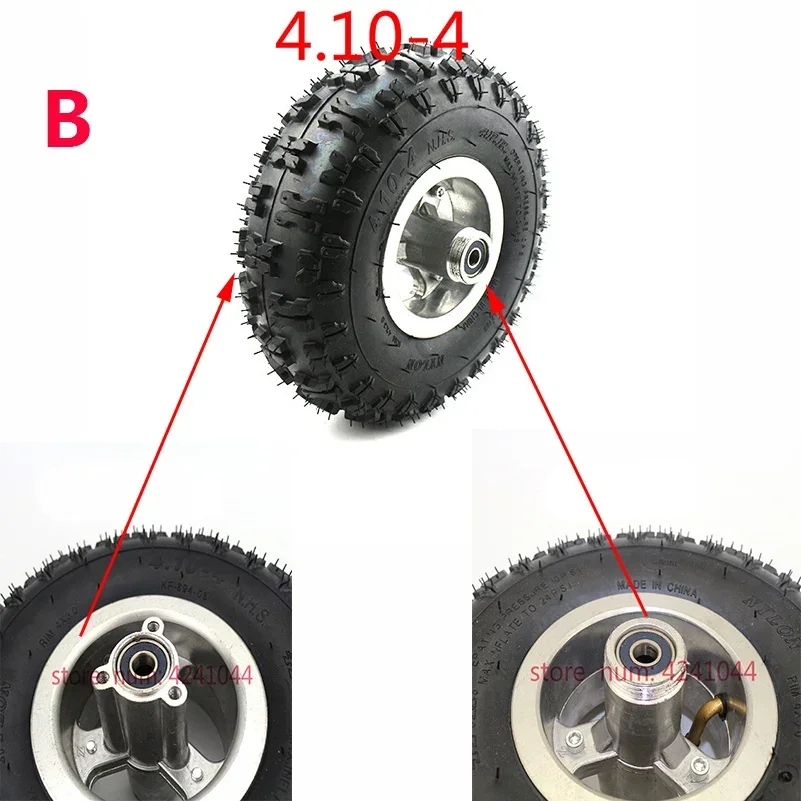 4.10/3.50-4 Tyre Inner Tube 410/350-4 4.10-4 Tires with 4 Inch Hub Fits 47cc 49cc Mini Quad Dirt Bike Scooter ATV Buggy Wheels