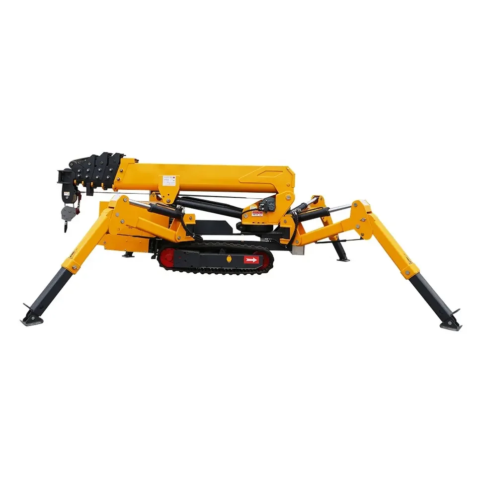 Folding Construction Spider Crane 1.2/3/5/8Ton Rubber Crawler Cantilever Electric Crane Hydraulic Telescopic Boom Diesel Crane