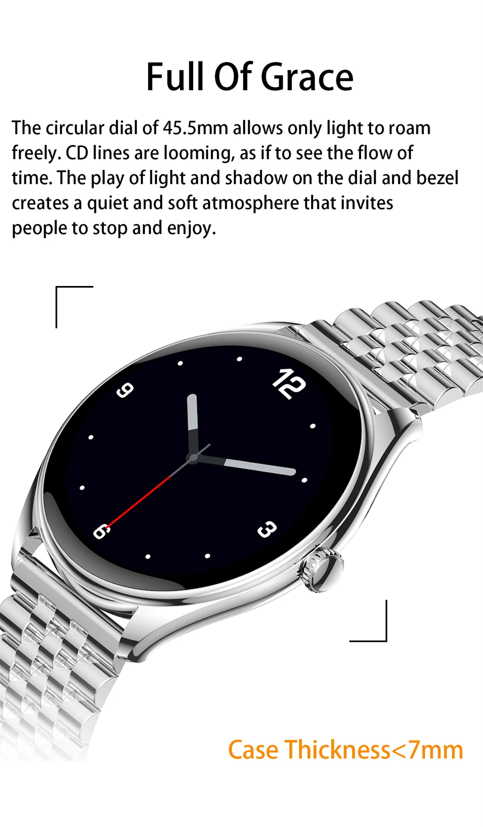 Neue ultradünne Smartwatch für Herren, AMOLED 3D-Bildschirm, immer aktuelles Zifferblatt, Sport, Fitness, wasserdicht, Herzfrequenz, Bluetooth-Anruf, Smartwatches – Detail 7