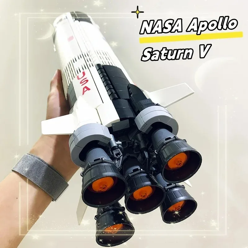 Apollo Saturn V 92176 100 ซม.Space Rocket Building Blocks อิฐการศึกษาเด็กผู้ใหญ่ของเล่นวันเกิดคริสต์มาสของขวั...