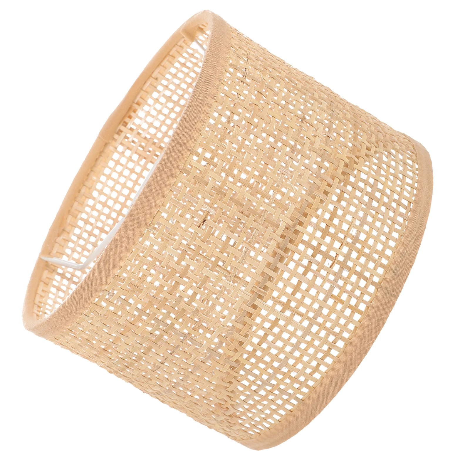 

Woven Small Wicker Shades Light Cover Table Clip Bulb Holder Decorative Lamp Shade Rattan Weaving Lampshade Square Grid