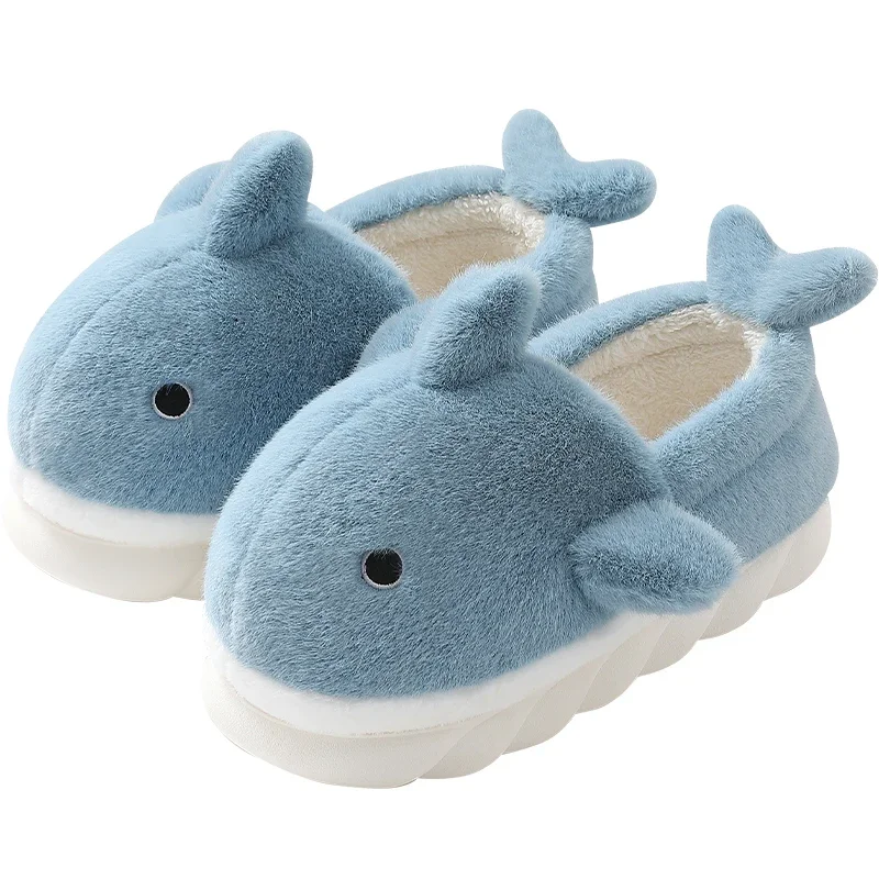 

Style 2025 New Women's Shark Platform Slippers Cute Plush Faux Fur Indoor Outdoor House Shoes Unisex Couple Dad Shoes